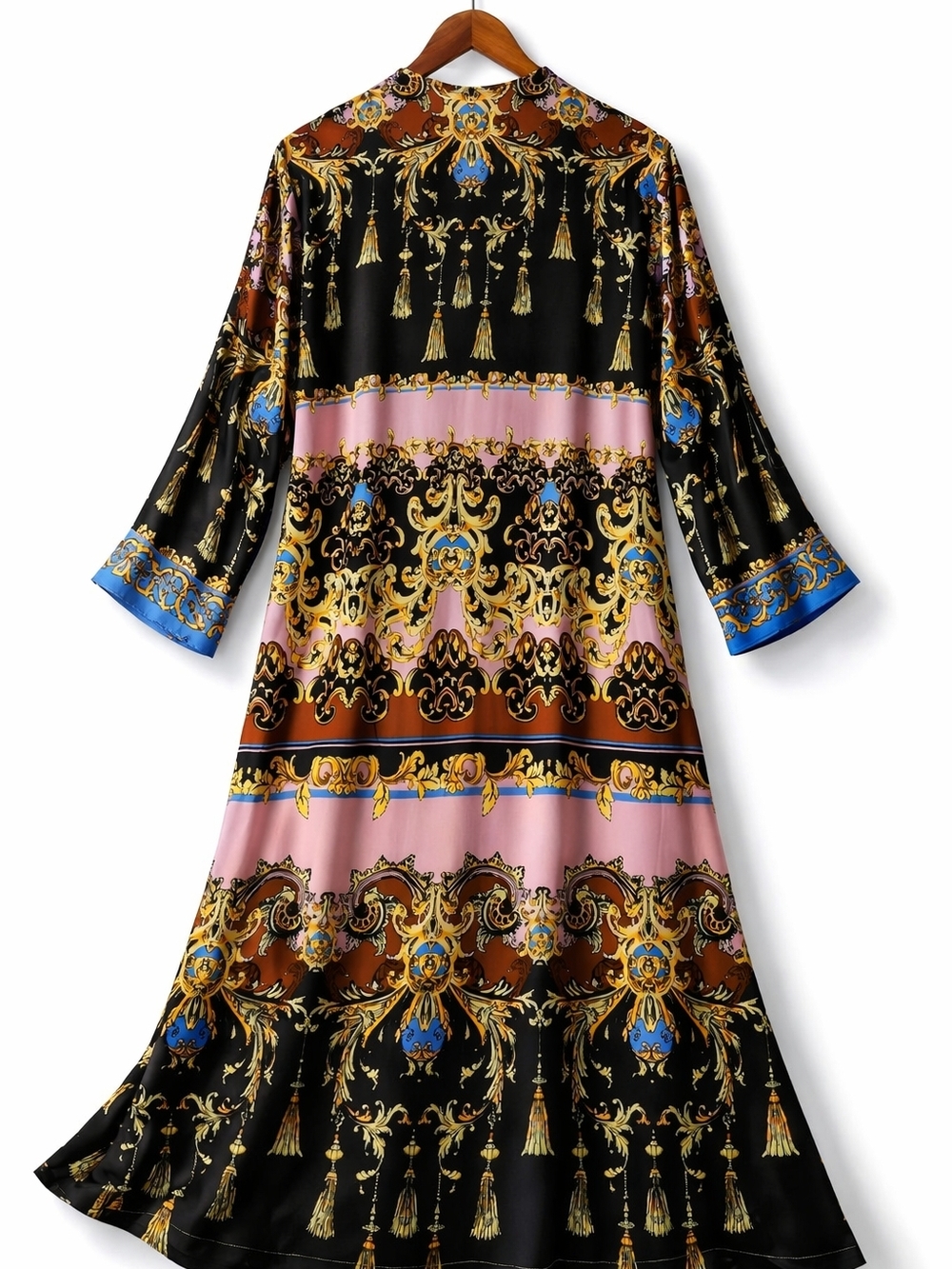 Free People Let’s Dance Kimono Duster L Boho Baroque Print Open Front - Picture 3 of 11